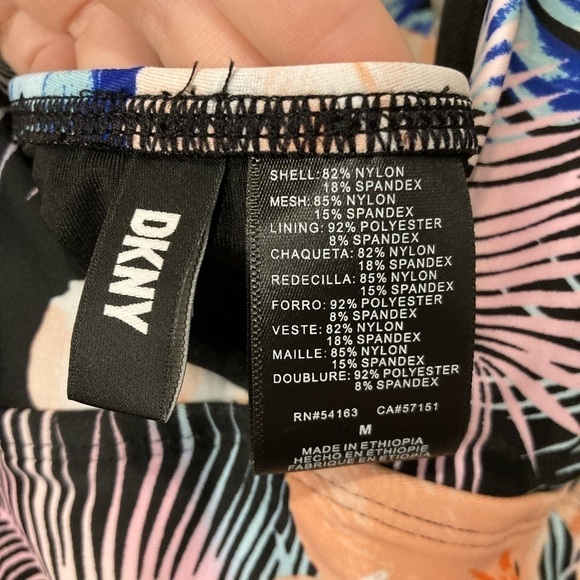 DKNY Black And Blue Floral One Piece Swimsuit Size Medium - Picture 14 of 15